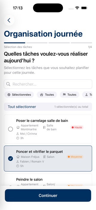 Capture d'écran Brikka : génération automatique du planning de la journée